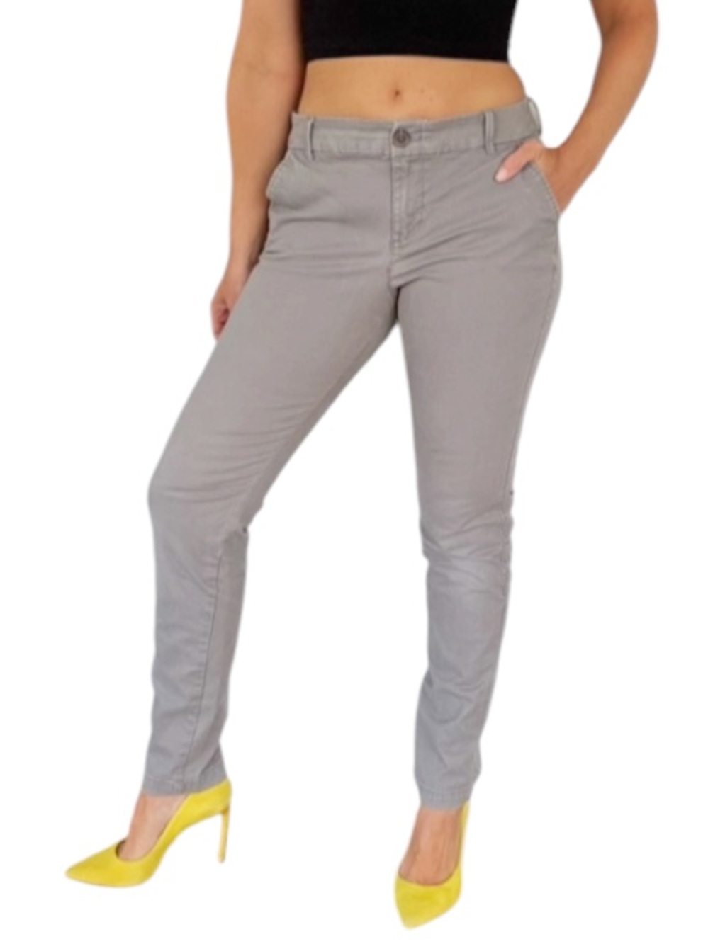Old Navy Skinny gray cotton stretch mid rise skinny fit chino pants size 4